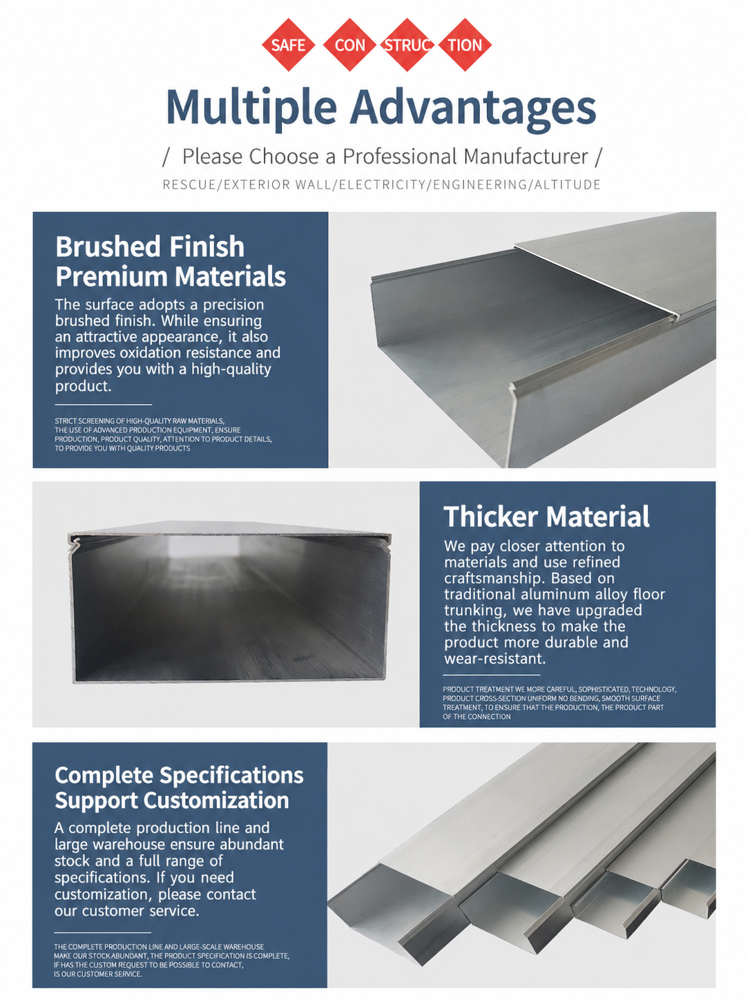 Aluminum cable trunking specifications